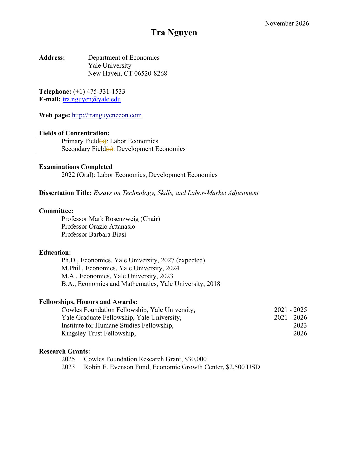 Preview of Tra Nguyen's CV